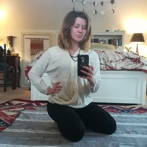 Black Crane cream linen blouse